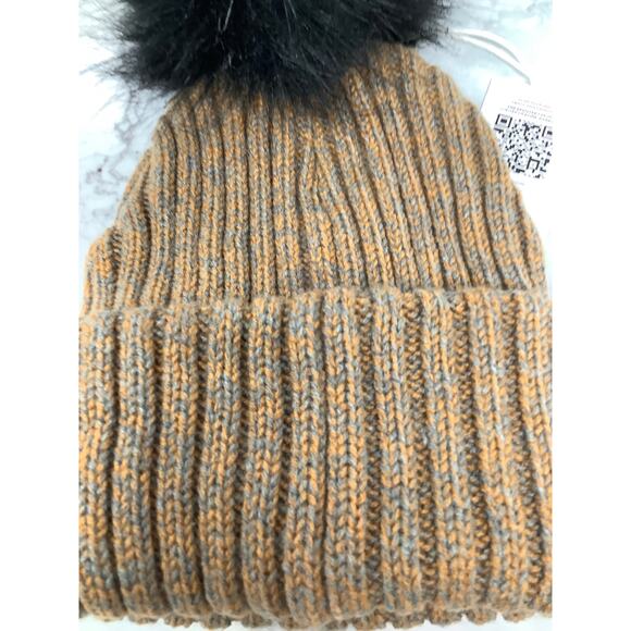 Obermeyer Women's Brown Sugar Fir Faux-Fur Pom Ribbed Beanie Hat Winter L25-14 - Picture 5 of 10